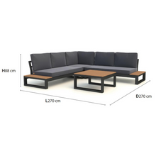 Load image into Gallery viewer, The Soho Corner Lounge Set With Side Tables with dimensions.
