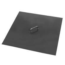 Load image into Gallery viewer, Cook king square fire pit lid with handle on a white background. 
