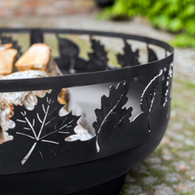 Load image into Gallery viewer, The Cook King Toronto 80cm Decorative Fire Bowl showing the intricate leaf pattern. 
