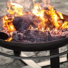 Load image into Gallery viewer, The Cook King Viking Fire Bowl with fire lit 
