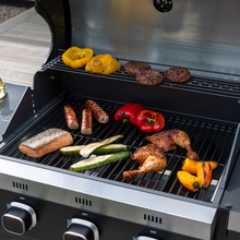 Load image into Gallery viewer, A selection of food cooking on the Norfolk Grills Vista 300 Gas BBQ Grill.  
